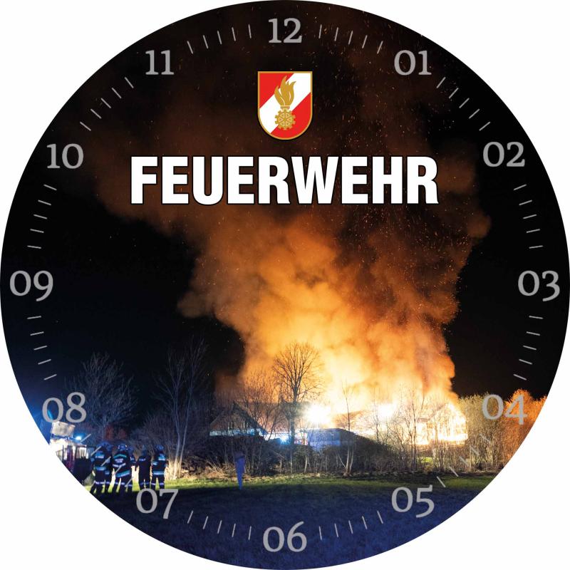Glasuhr FEUERWEHR 30cm