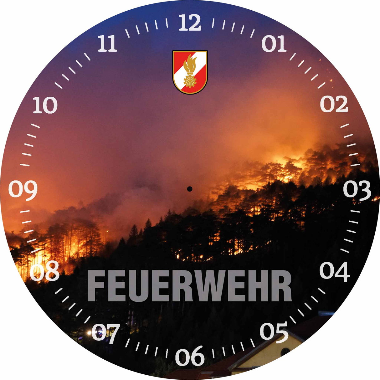 Glasuhr FEUERWEHR 30cm