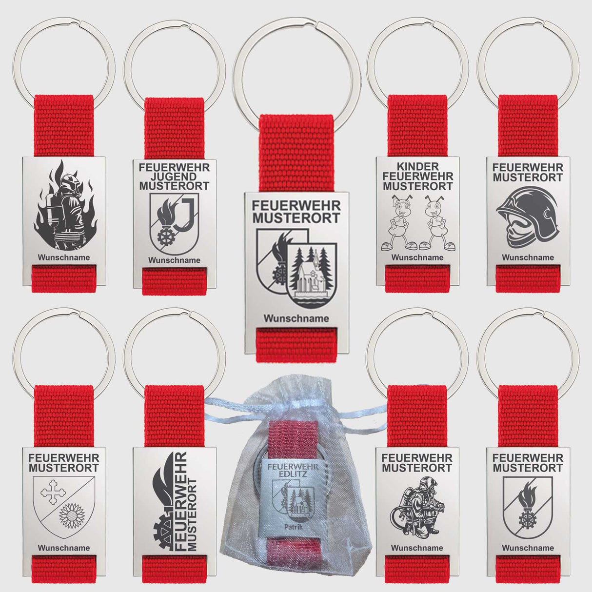 Schlüsselanhänger mit Gurtband - personalisierbar in Geschenksackerl