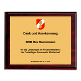 Ehrentafel - Alutafel auf Holzplatte
