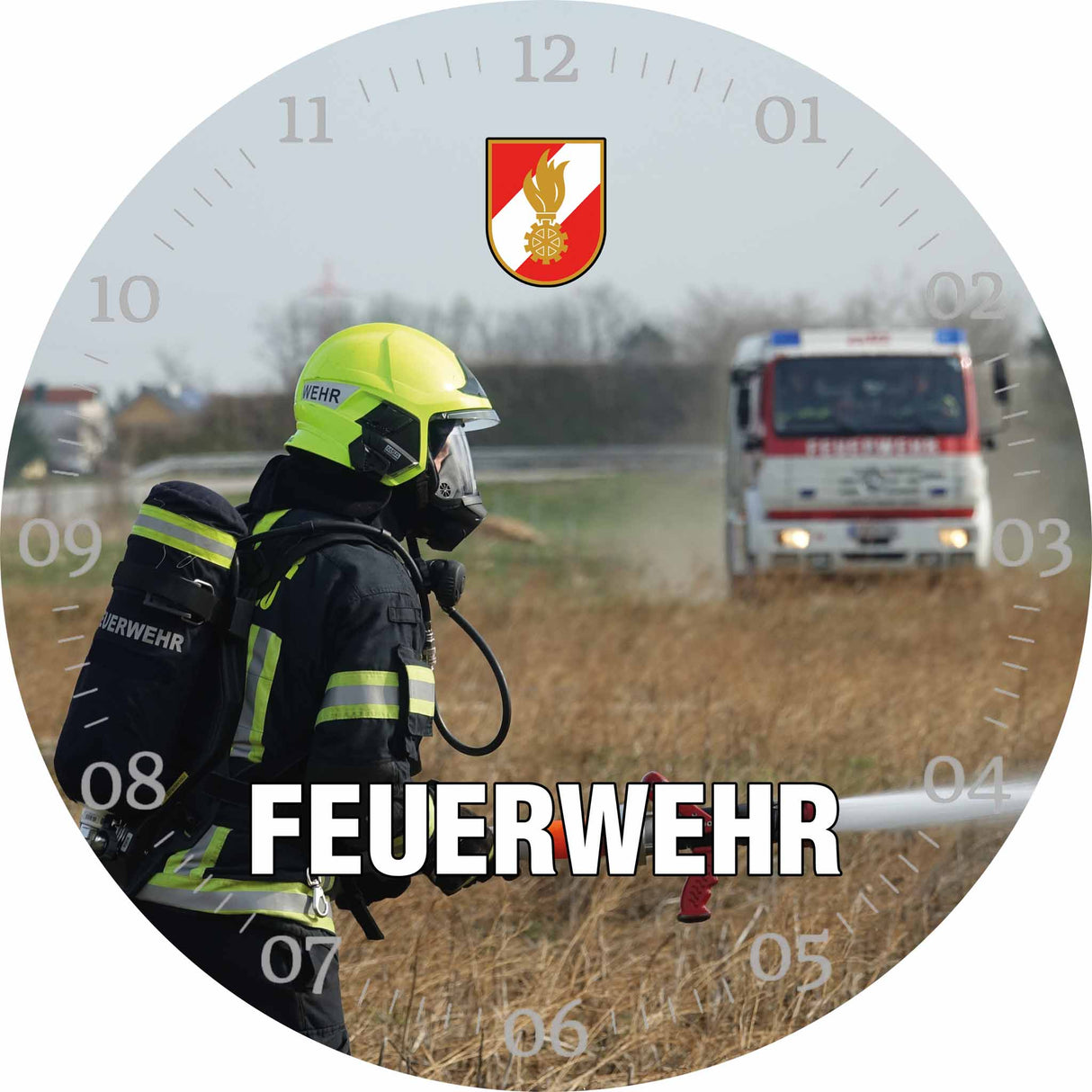 Glasuhr FEUERWEHR 30cm