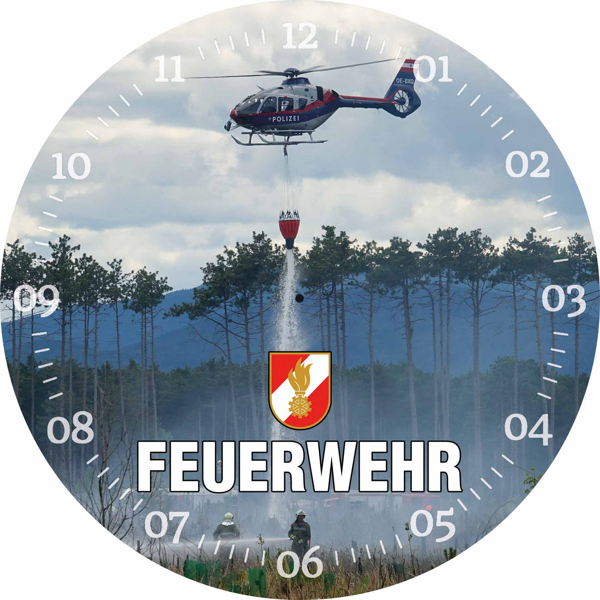 Glasuhr FEUERWEHR 30cm