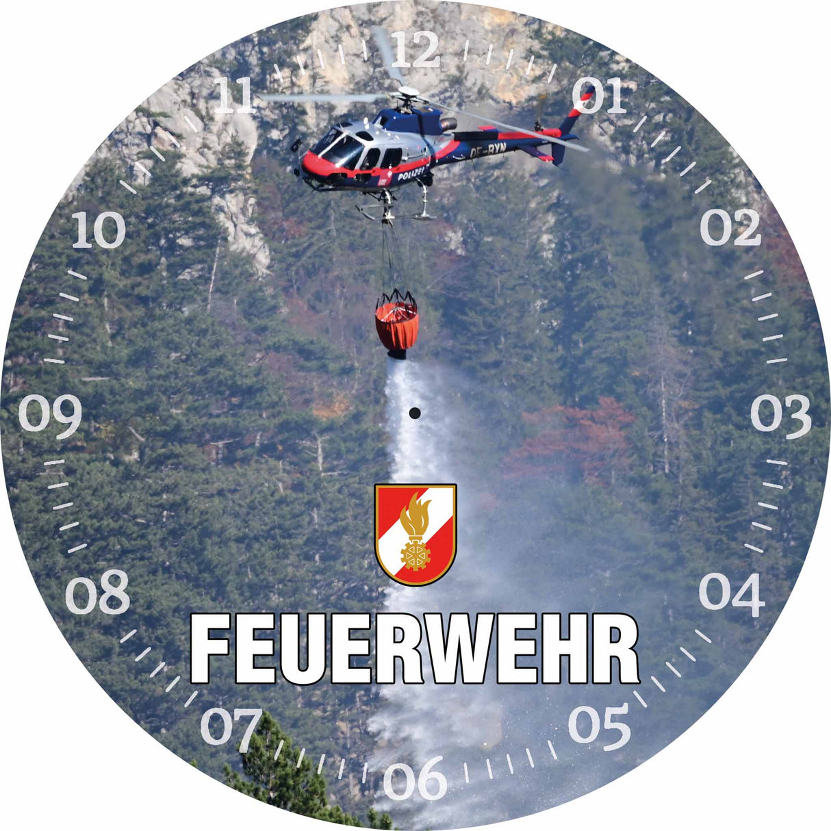 Glasuhr FEUERWEHR 30cm