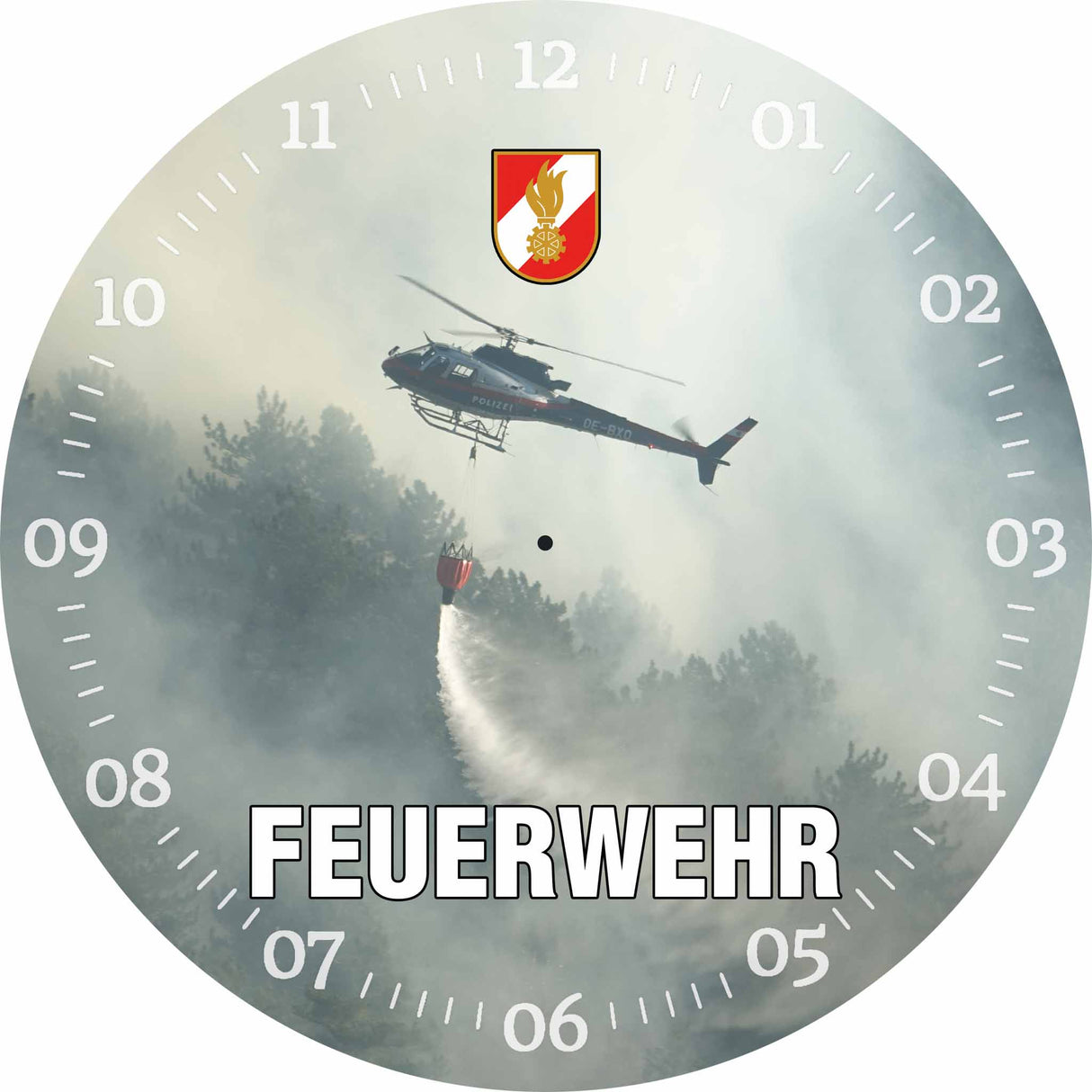 Glasuhr FEUERWEHR 30cm