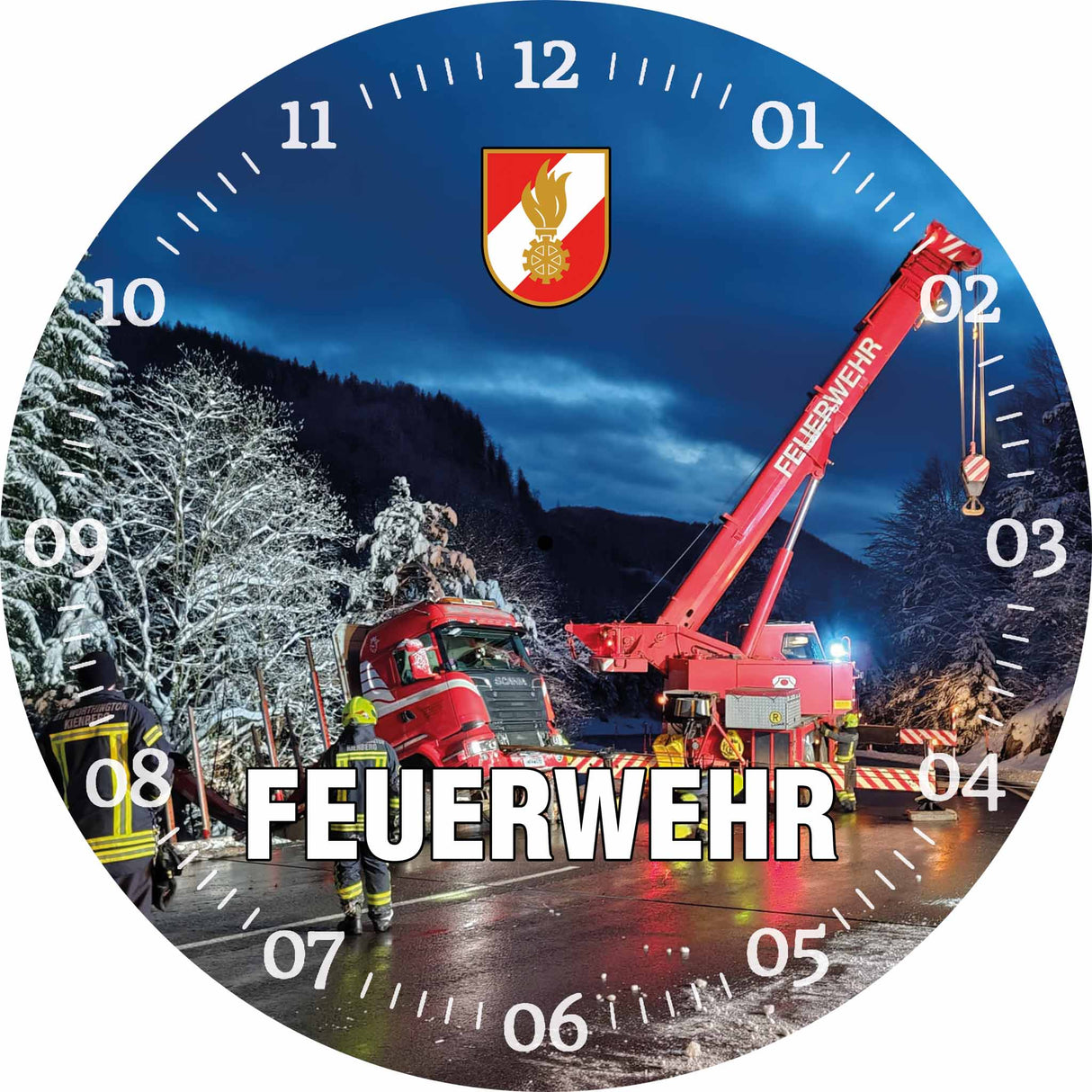 Glasuhr FEUERWEHR 30cm
