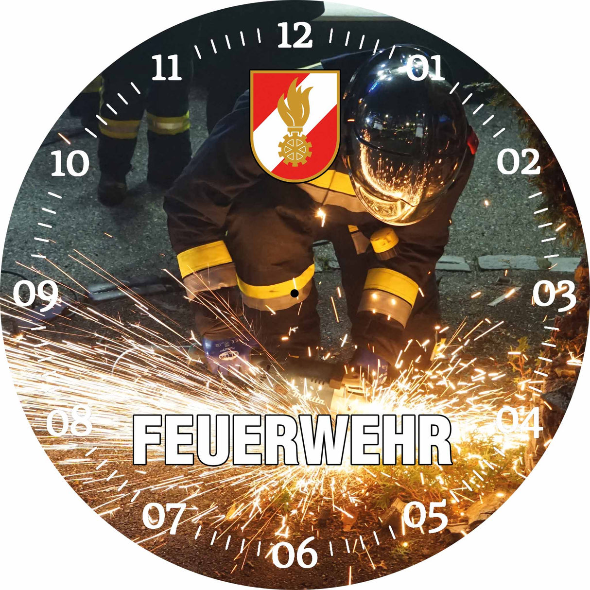 Glasuhr FEUERWEHR 30cm