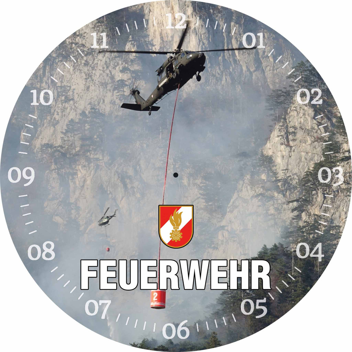 Glasuhr FEUERWEHR 30cm