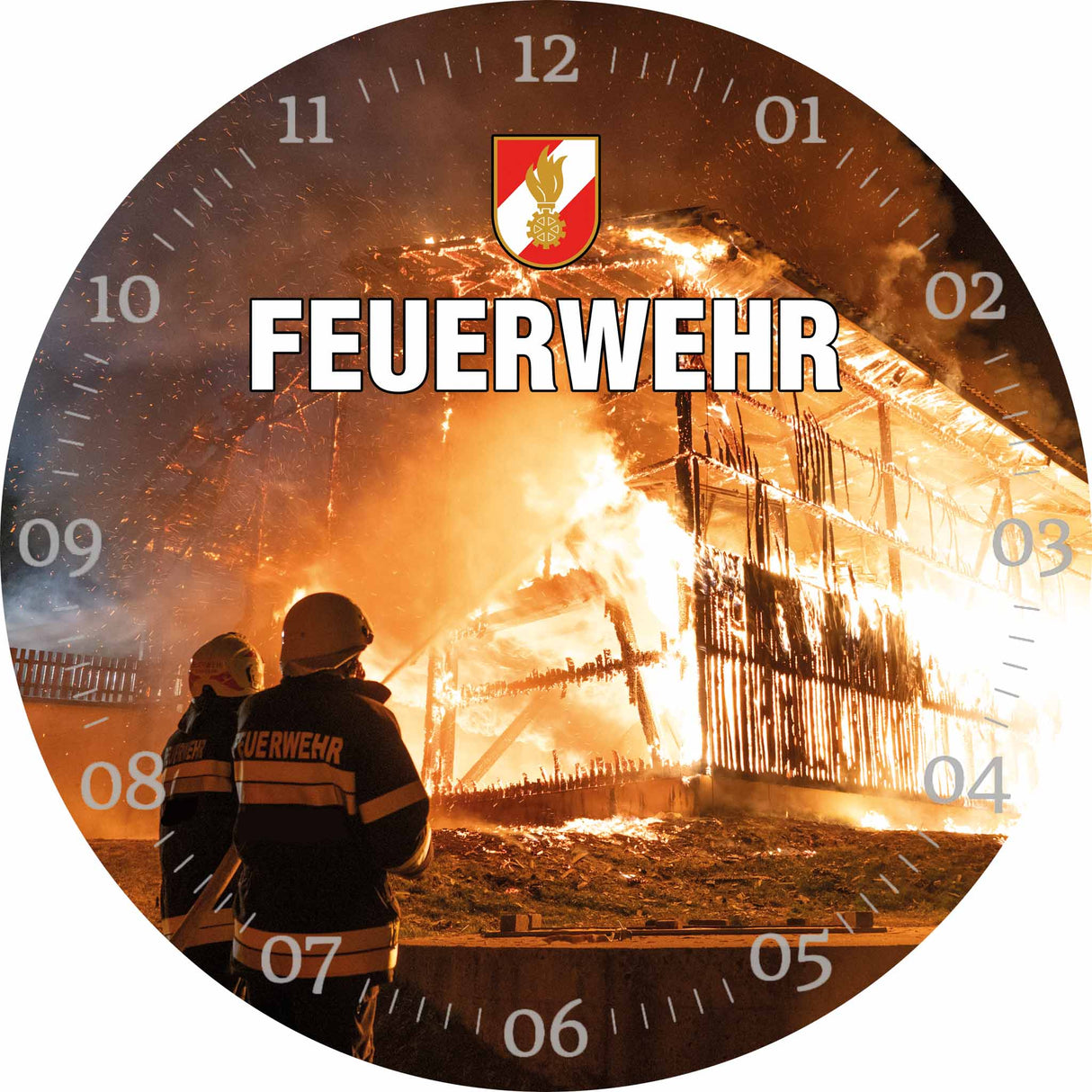 Glasuhr FEUERWEHR 30cm