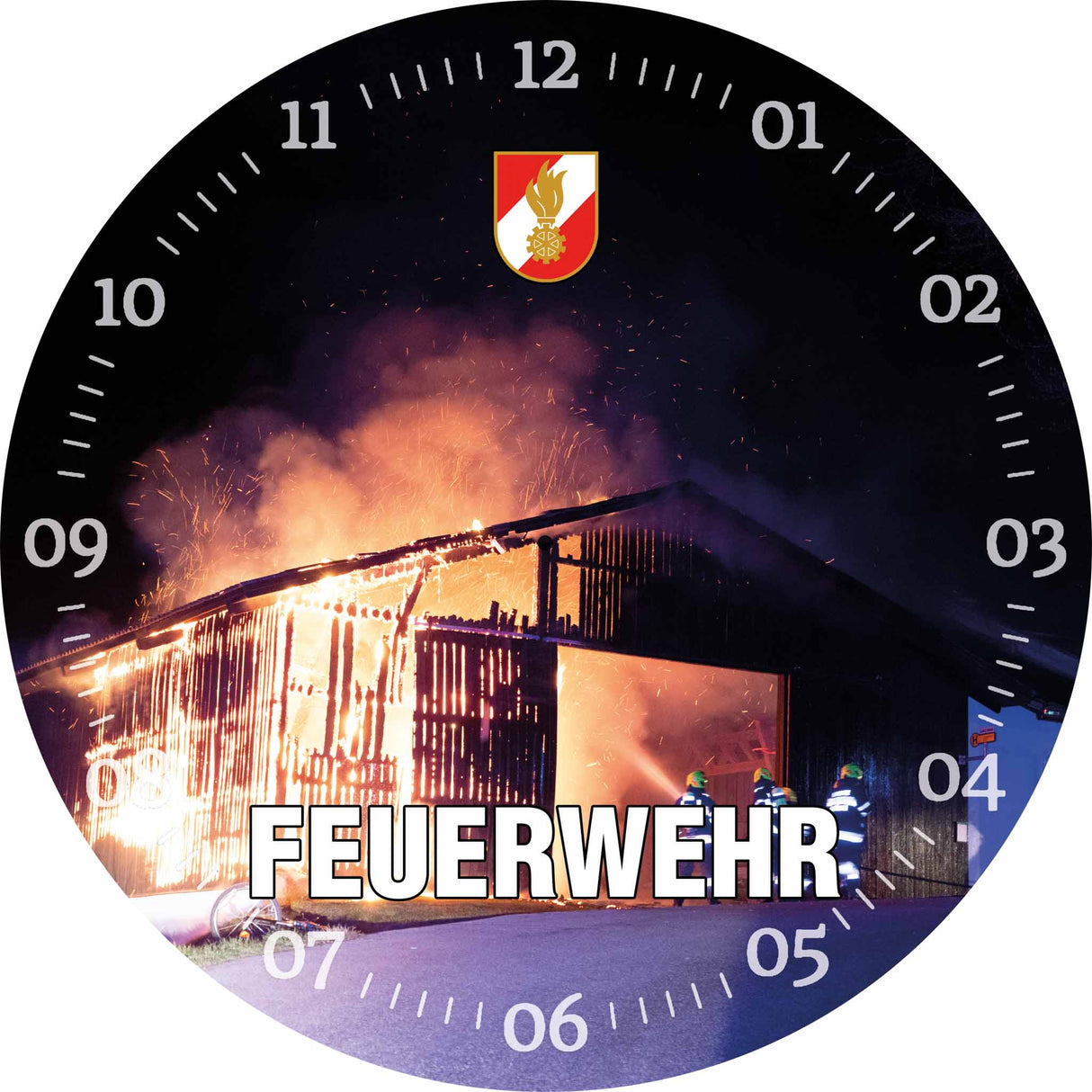 Glasuhr FEUERWEHR 30cm