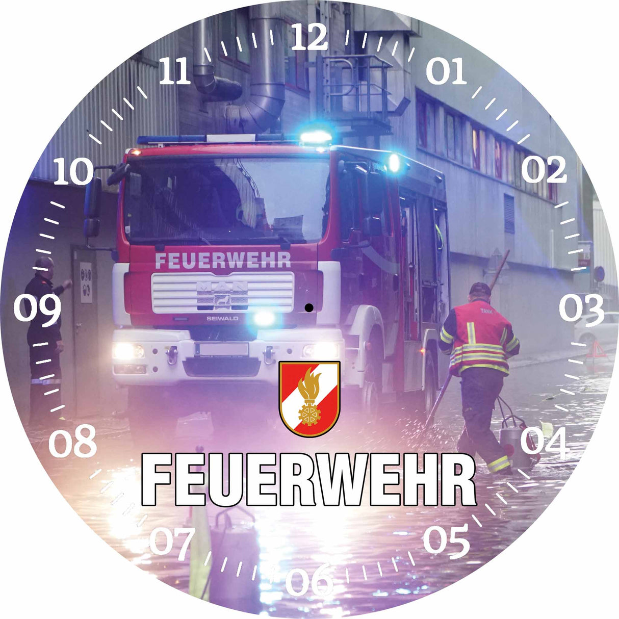 Glasuhr FEUERWEHR 30cm