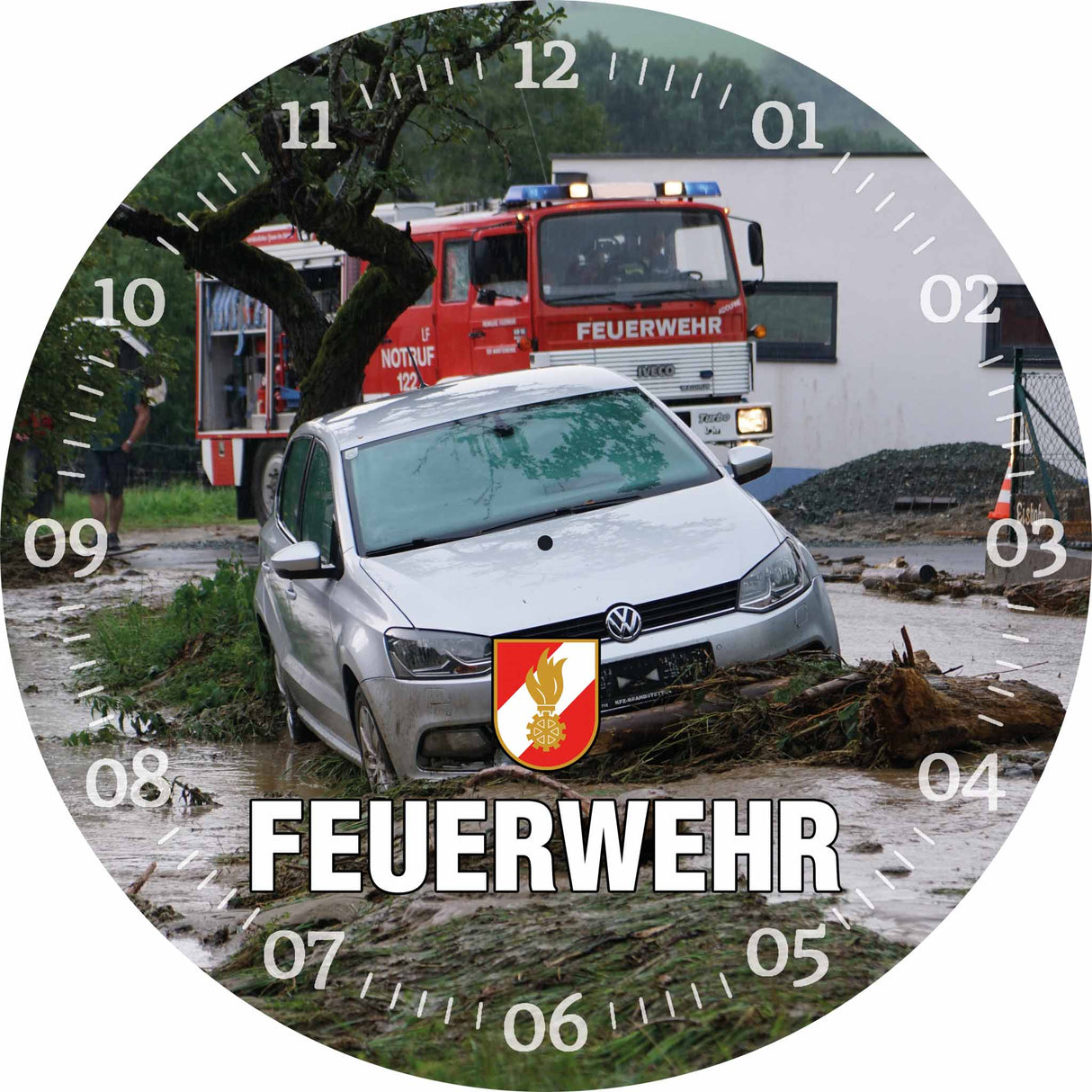 Glasuhr FEUERWEHR 30cm