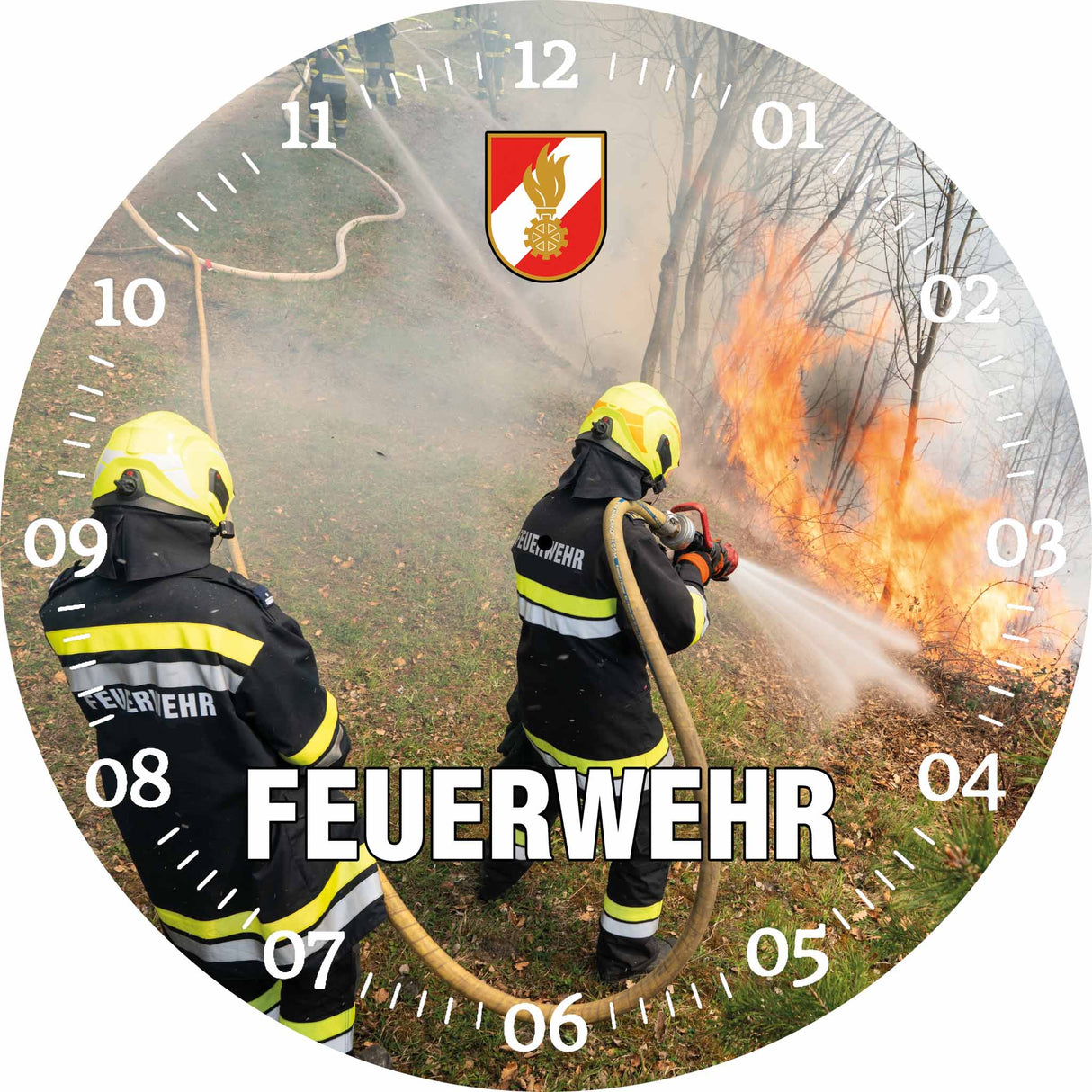 Glasuhr FEUERWEHR 30cm