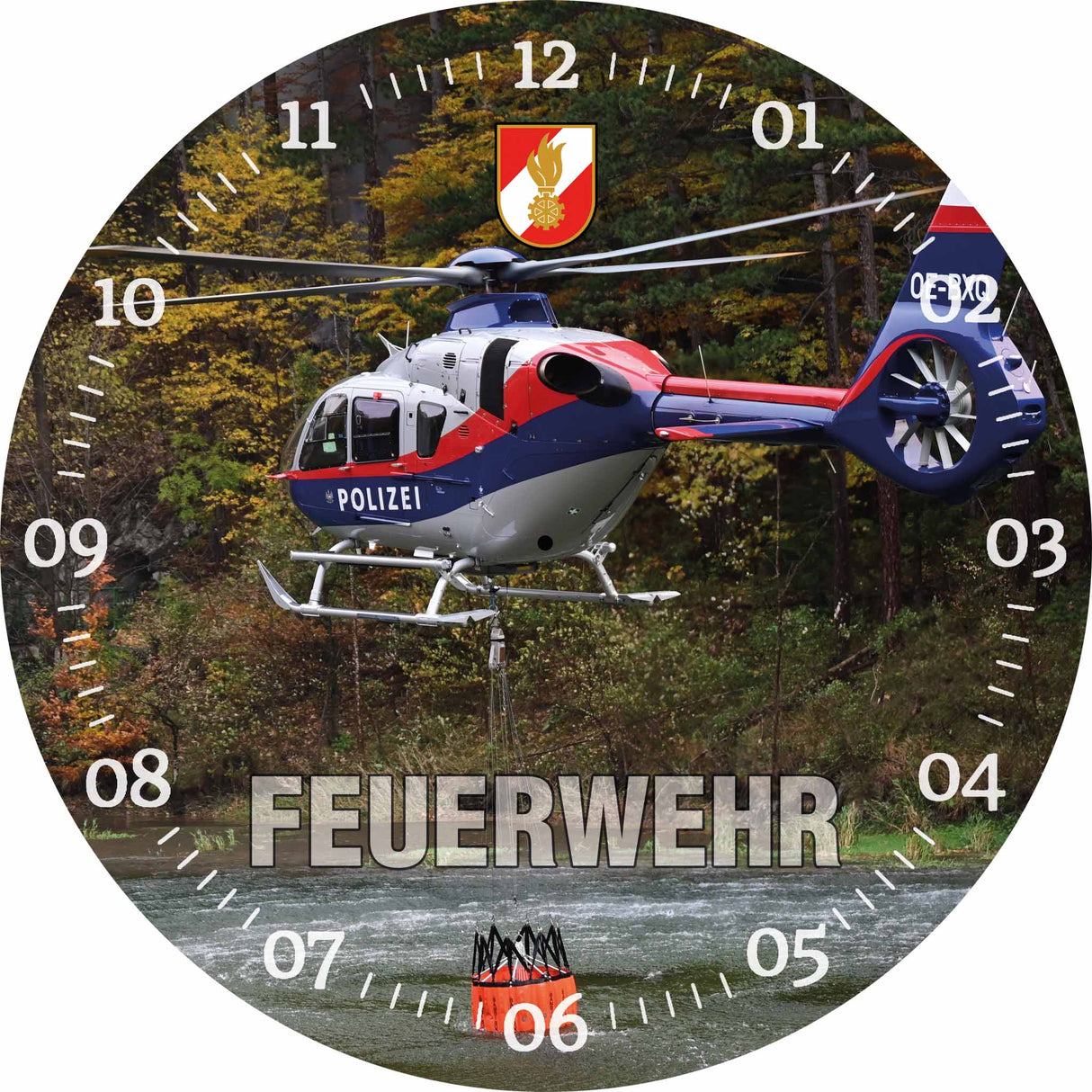Glasuhr FEUERWEHR 30cm