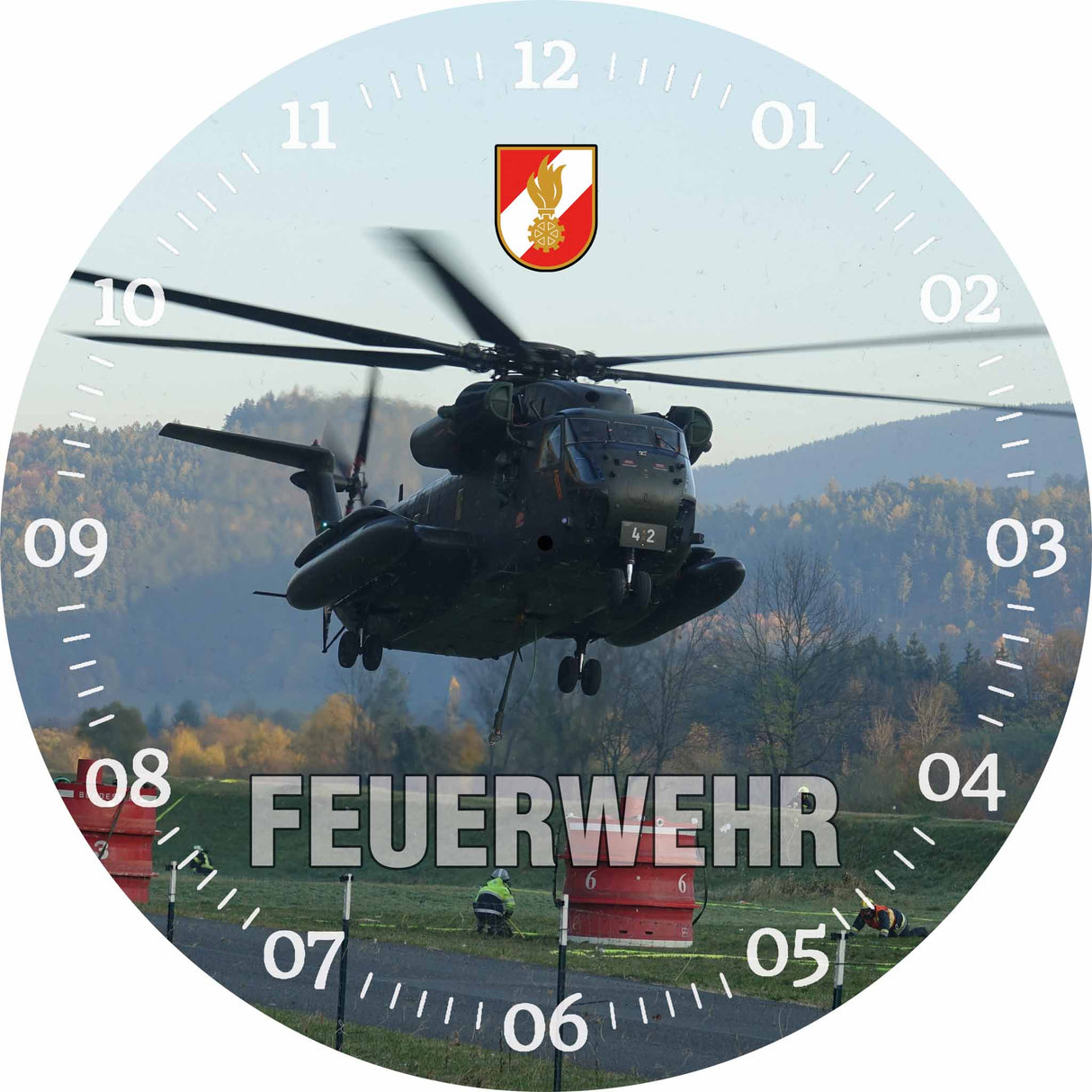 Glasuhr FEUERWEHR 30cm