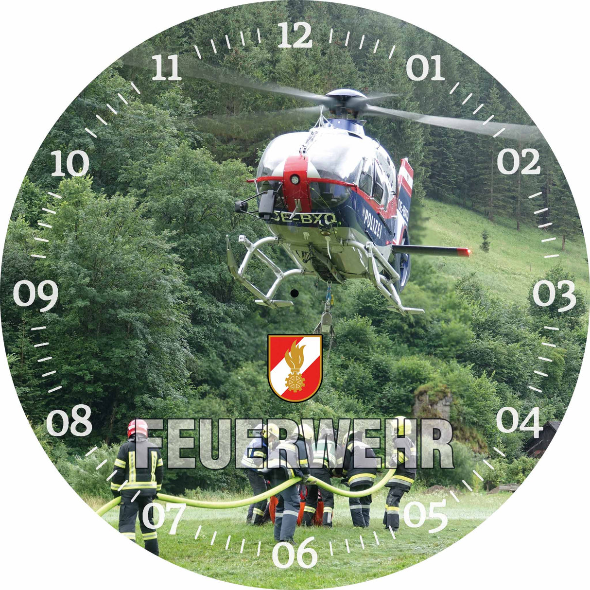 Glasuhr FEUERWEHR 30cm