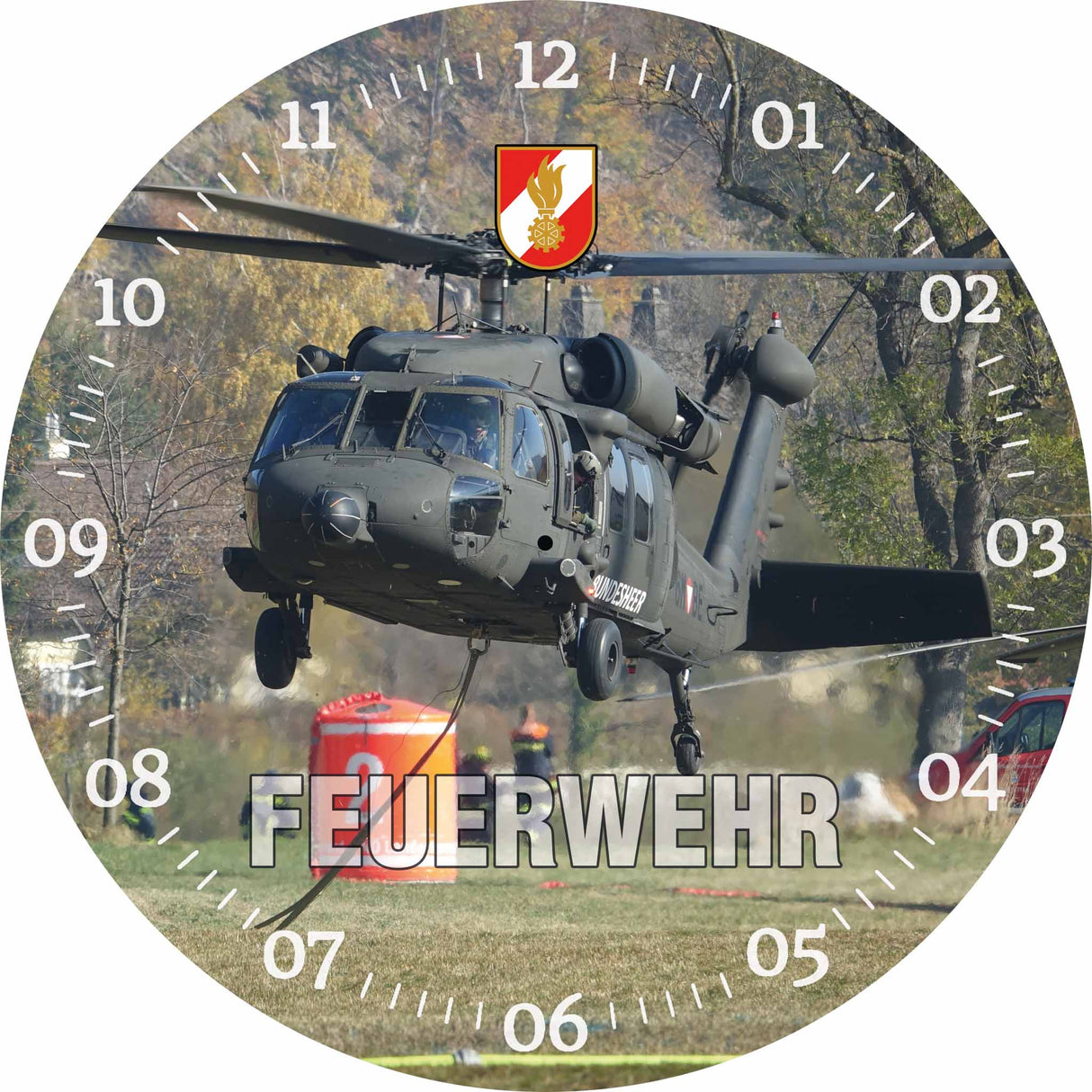 Glasuhr FEUERWEHR 30cm