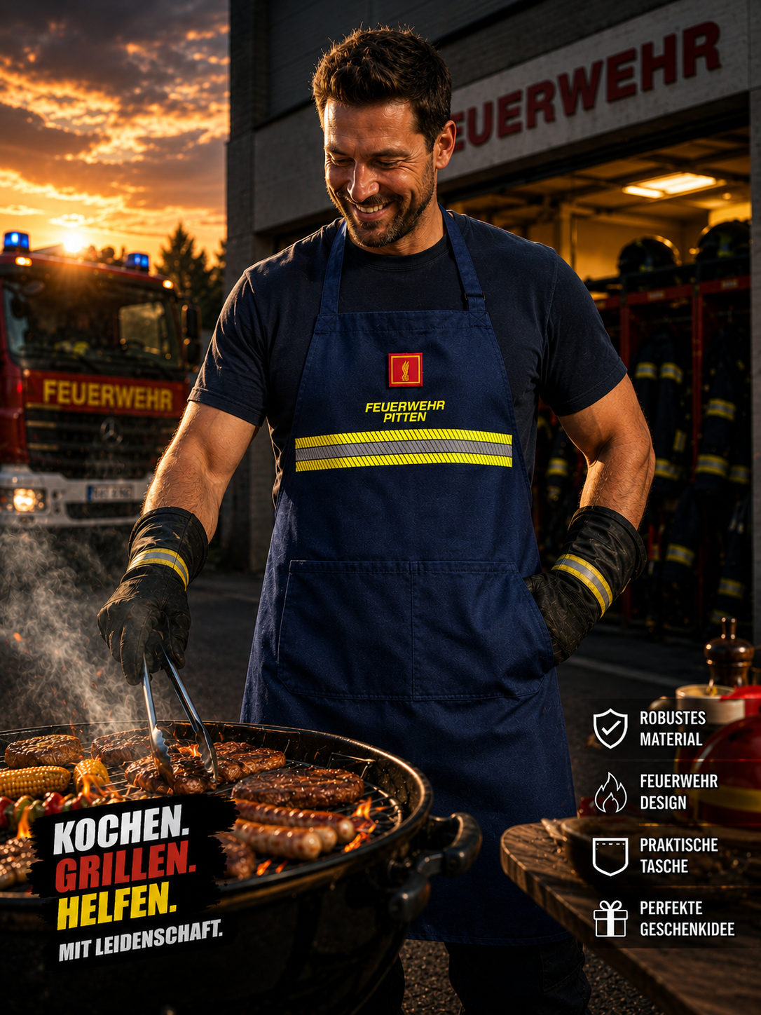 Kochschürze im Feuerwehrdesign