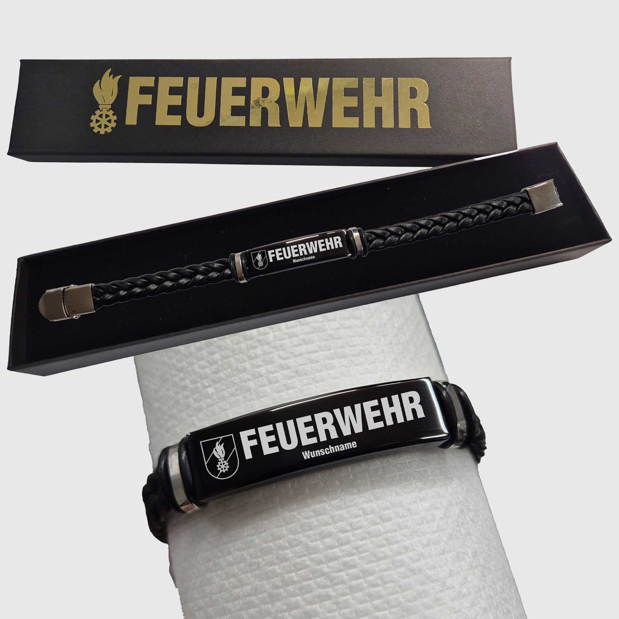 Lederarmband im Feuerwehr Style - personalisiert